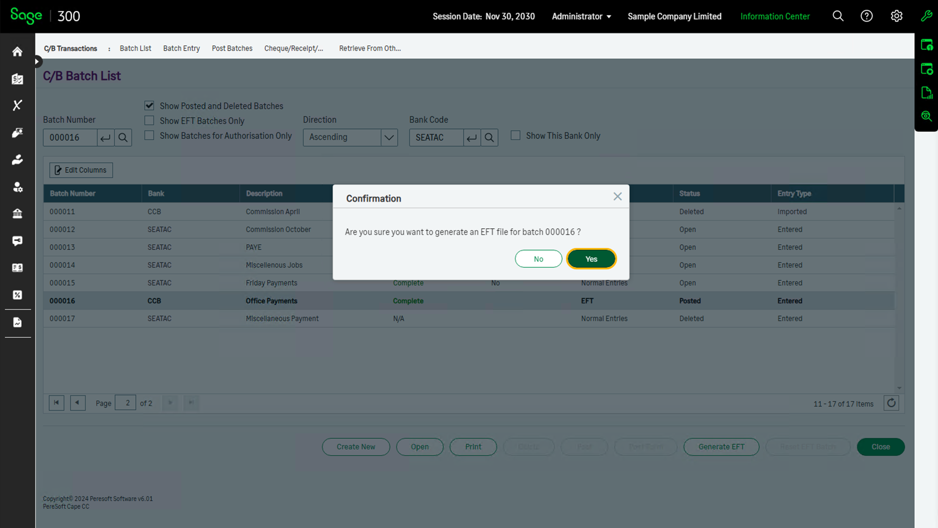 Re-generate EFT file for posted EFT Batches